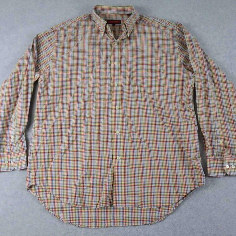 Austin Reed Shirt Mens XL Casual Pocket Button Down Colorful Plaid Long‎ Sleeve